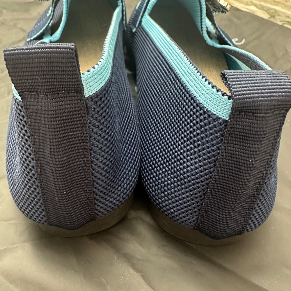 Chic Navy and Gold Loafers with Crystal Detail - Picture 3 of 6